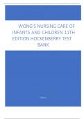 WONG'S NURSING CARE OF INFANTS AND CHILDREN 11TH EDITION HOCKENBERRY TEST BANK