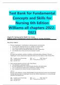 Test Bank for Fundamental Concepts and Skills for Nursing 6th Edition Williams-all chapters-2022- 2023