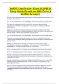 SAPPC Certification Exam 2023/2024 Study Guide Questions With Correct Verified Answers