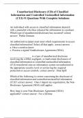 Unauthorized Disclosure (UD) of Classified Information and Controlled Unclassified Information (CUI) #1 Questions With Complete Solutions