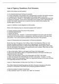 Law of Agency - Champions Exam/Champions Real Estate Exam: Law of Agency/Real Estate Exam: Law of Agency/Law of Agency Review Questions And Answers/Law of Agency-Final Exam Review/Law of Agency Class Questions/The Law of Agency Q &A/Law of Agency Question