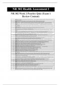 NR 302 Health Assessment I NR 302 Week 2 Practice Quiz (Exam 1 Review Content) 1. Question: After completing an initial assessment of a patient, the nurse has … that his respirations are eupneic and his pulse is 58 beats per minute. What type of assessmen