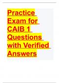 Practice Exam for CAIB 1 Latest 2023 with complete solution 