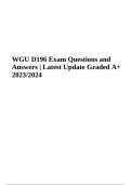 WGU D196: Pre-Assessment Questions With Answers | Latest Update Graded A+ | 100% Correct & WGU D196 Exam Questions With Answers | Latest Update Graded A+ 2023/2024 | 100% Correct