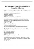 ASE BRAKES Exam #1 Questions With Complete Solutions