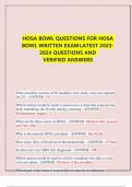 HOSA BOWL QUESTIONS FOR HOSA BOWL WRITTEN EXAM LATEST 2023-2024 QUESTIONS AND  VERIFIED ANSWERS