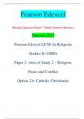 Pearson Edexcel Merged Question Paper + Mark Scheme (Results) Summer 2022 Pearson Edexcel GCSE In Religious  Studies B (1RB0) Paper 2: Area of Study 2 – Religion,  Peace and Conflict Option 2A: Catholic Christianity Centre Number Candidate Number *P71249A