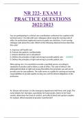 NR 222 /NR222 - EXAM 1 PRACTICE QUESTIONS 2022/2023