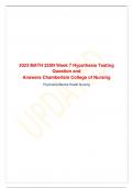 2023 MATH 225N Week 7 Hypothesis Testing  Question and Answers Chamberlain College of Nursing