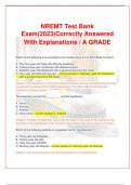 NREMT Test Bank  Exam(2023)Correctly Answered  With Explanations / A GRADE 