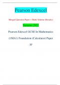 Pearson Edexcel Merged Question Paper + Mark Scheme (Results) Summer 2022 Pearson Edexcel GCSE In Mathematics  (1MA1) Foundation (Calculator) Paper  3F *P66380A0120* Turn over  Candidate surname Other names Total Marks