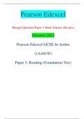 Pearson Edexcel Merged Question Paper + Mark Scheme (Results) Summer 2022 Pearson Edexcel GCSE In Arabic  (1AA0/3F) Paper 3: Reading (Foundation Tier) Centre Number Candidate Number *P69539RA0116* Turn over  Total Marks