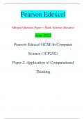 Pearson Edexcel Merged Question Paper + Mark Scheme (Results) June 2022 Pearson Edexcel GCSE In Computer  Science (1CP2/02) Paper 2: Application of Computational  Thinking