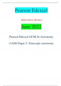 Pearson Edexcel Mark Scheme (Results) June 2022 Pearson Edexcel GCSE In Astronomy  (1AS0) Paper 2: Telescopic astronomy Mark Scheme (Results)  June 2022 Pearson Edexcel GCSE In Astronomy (1AS0)  Paper 2: Telescopic astronomy Edexcel and BTEC Qualification