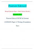 Pearson Edexcel Merged Question Paper + Mark Scheme (Results) Summer 2022 Pearson Edexcel GCSE In German  (1GN0/4F) Paper 4: Writing (Foundation  Tier) Centre Number Candidate Number *P71032A0112* Turn over  Total Marks