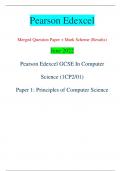 Pearson Edexcel Merged Question Paper + Mark Scheme (Results) June 2022 Pearson Edexcel GCSE In Computer  Science (1CP2/01) Paper 1: Principles of Computer Science Centre Number Candidate Number *P67312A0120* Turn over  Total Marks