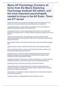 Myers AP Psychology (Contains all terms from the Myers Exploring Psychology textbook 6th edition, and the most important psychologists needed to know in the AP Exam. There are 577 terms!