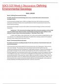 SOCS-325 Week 1 Discussion: Defining Environmental Sociology - Download To Pass