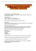 Clinical Reasoning & Nursing Process (Ch. 15-20 Fundamentals) Exam Questions With Answers