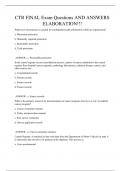 CTR FINAL Exam Questions AND ANSWERS ELABORATION!!!