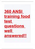 360 ANSI training food test- Questions and Answers (Graded A)