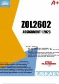 ZOL2602 ASSIGNMENT 1 SEMESTER 2 2023