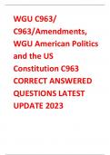 WGU C963/ C963/Amendments,  WGU American Politics  and the US  Constitution C963  CORRECT ANSWERED  QUESTIONS LATEST  UPDATE 2023