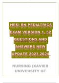  HESI RN PEDIATRICS EXAM VERSION 1, 52 QUESTIONS AND ANSWERS NEW UPDATE 2023-2024 