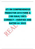 ATI RN COMPREHENSIVE PREDICTOR 2019 FORM A (180 Q&A) 100% CORRECT | VERIFIED AND RATED A+ 2023