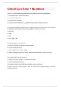 Critical Care   |  181 Questions and Answers Graded A+