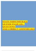 STATE FARM INSURACE LICENSE EXAM 120+ QUESTIONS AND CORRECT ANSWERS 2023