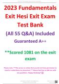 2023 Fundamentals Exit Hesi Exit Exam Test Bank (All 55 Q&A) Included Guaranteed A++