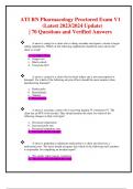 ATI RN Pharmacology Proctored Exam V1 (Latest 2023/2024 Update)  | 70 Questions and Verified Answers  