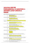 2023/2024 HESI RN FUNDAMENTALS V1 QUESTIONS & ANSWERS LATEST UPDATE A GRADE