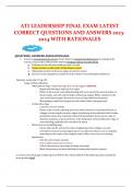 ATI LEADERSHIP FINAL EXAM LATEST CORRECT QUESTIONS AND ANSWERS 2023-2024 WITH RATIONALES