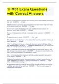 TFM01 Exam Questions with Correct Answers 