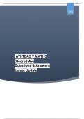 ATI TEAS 7 MATHS EXAM | (Scored A+) Questions & Answers | 100% GUARANTEED Latest Update 2023