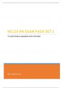 NCLEX RN EXAM PACK SET 3 - 75 QUESTIONS & ANSWERS WITH EXPLAINED OPTIONS (GRADED 97%)  LATEST 2023