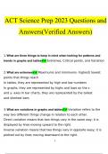 ACT Science Prep questions and answers} (2022/2023) (verified answers)