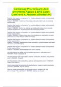 Cardiology Pharm Exam: Anti-arrhythmic Agents & BRS Exam- Questions & Answers (Graded A+)