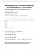 Ultrasound Physics - Mock Exam Questions for SPI questions with correct answers