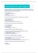 Nursing Fundamentals Final Exam Questions Answered 100% correct