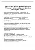 CHEM 1005: Medical Biochemistry Unit 3 Module pre-quizzes and quizzes Questions with complete solutions