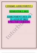 COM2603 ASSIGNMENT 1  SEMESTER 2 2023.  ASSIGNMENT DUE ON  21 AUGUST 2023.