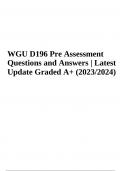 WGU D196 Pre-Assessment: Exam Questions With Correct Answers / Latest Update Graded A+ (2023/2024)