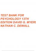 TEST BANK FOR PSYCHOLOGY 13TH EDITION DAVID G. MYERS NATHAN C. DEWALL