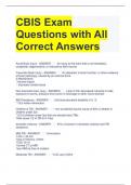 CBIS Exam Questions with All Correct Answers 