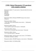 CPJE Clinical Mnemonics| 333 questions| with complete solutions