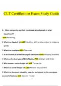 CLT Certification Exam Study Guide Questions and Answers Latest 2023 - 2024 [100% correct answers]