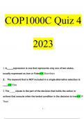 COP1000C Quiz 4 Questions and Answers Latest 2023 - 2024 [100% correct answers]